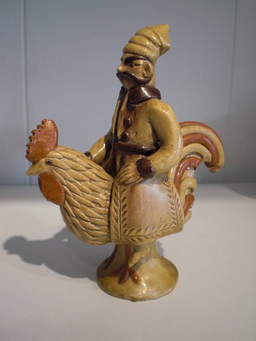 Polsk lertøjsfigur "Kopnek på hanen"